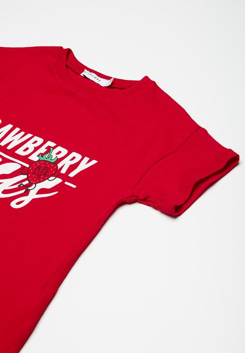 dailyfriday - Kids girls printed swing tee - red 