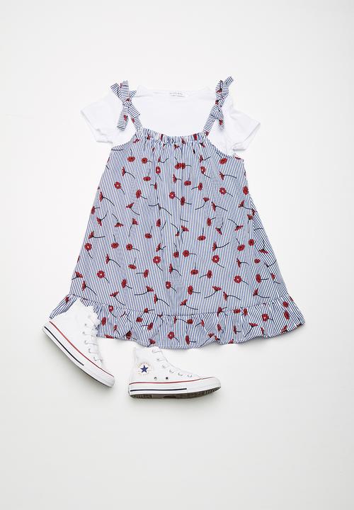 dailyfriday - Striped dress with white tee - multi