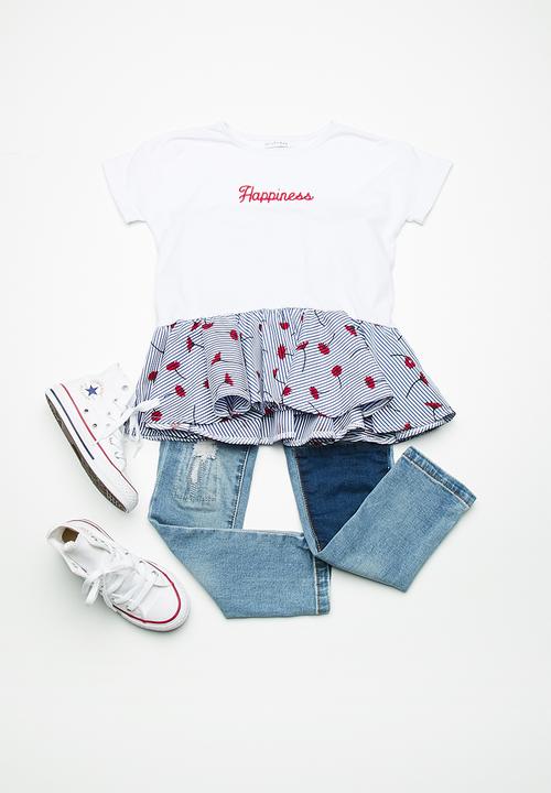 dailyfriday - Peplum tee - white & blue 