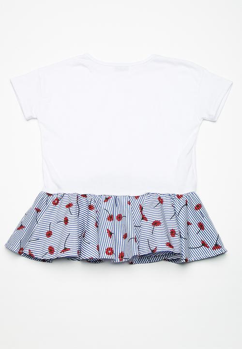 dailyfriday - Peplum tee - white & blue 