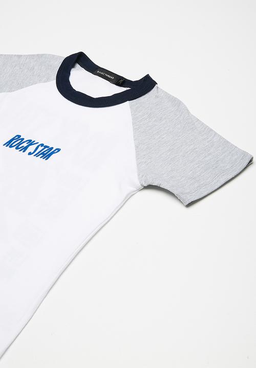 basicthread - Kids boys printed raglan tee - white 