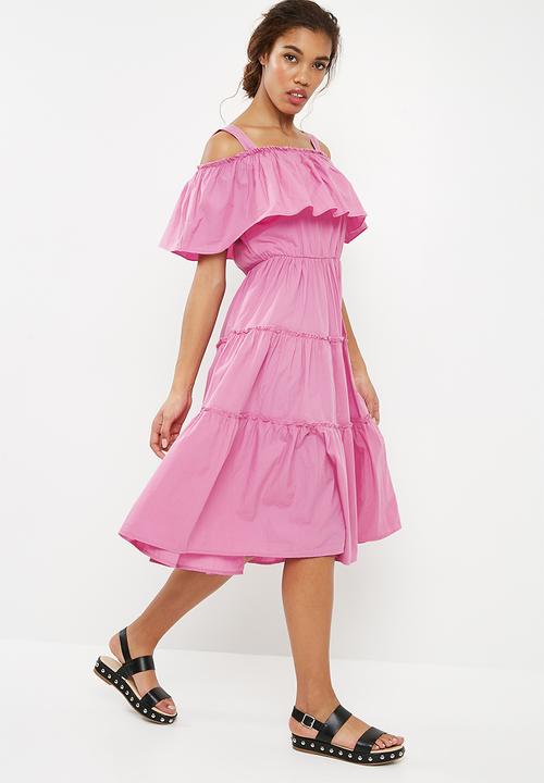 Vero Moda - Loka cold shoulder midi dress - purple 