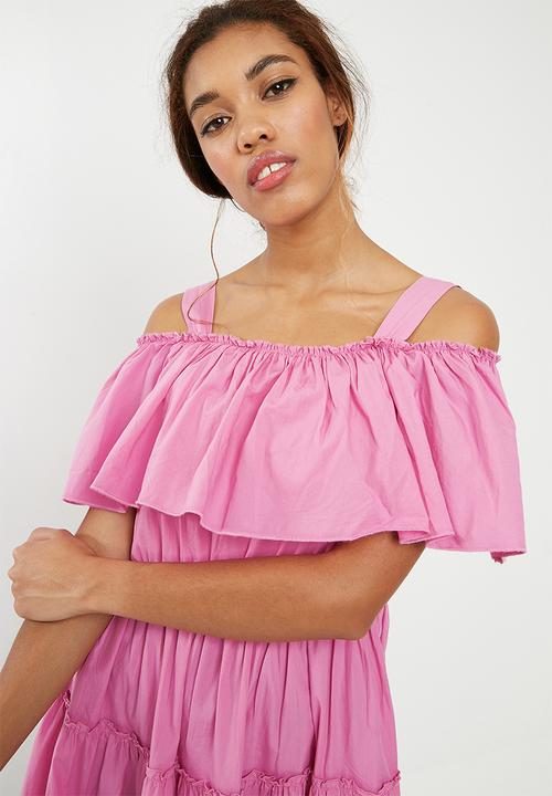 Vero Moda - Loka cold shoulder midi dress - purple 
