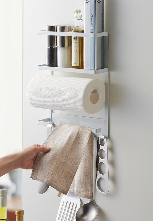 Yamazaki - Tower magnetic refrigerator side rack - white