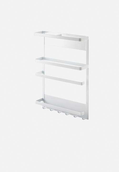 Yamazaki - Tower magnetic refrigerator side rack - white