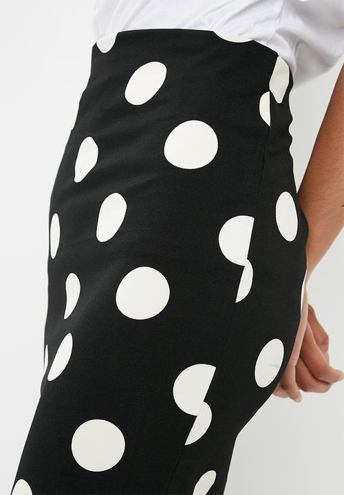 Superbalist - Printed pull on bodycon skirt - black & white 