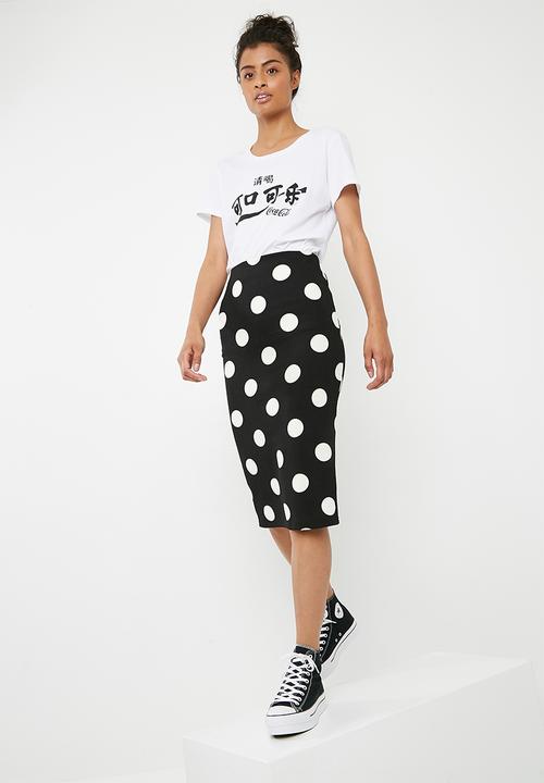 Superbalist - Printed pull on bodycon skirt - black & white 