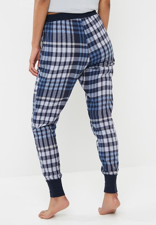 Cotton On - Cuffed flannel pant - blue