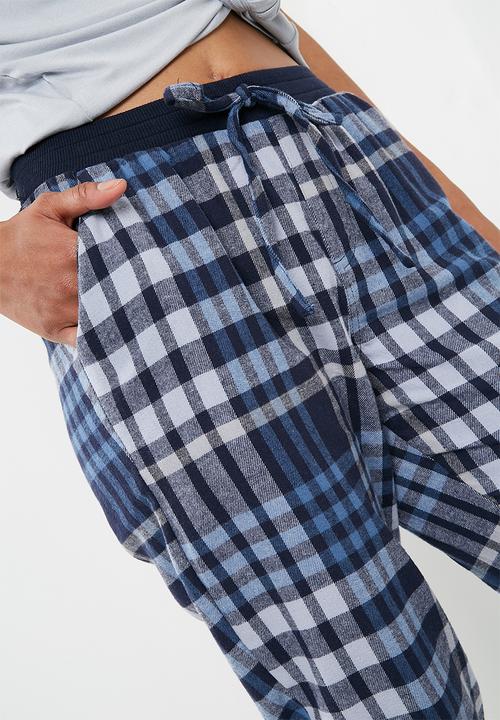 Cotton On - Cuffed flannel pant - blue