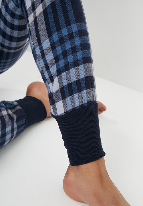 Cotton On - Cuffed flannel pant - blue