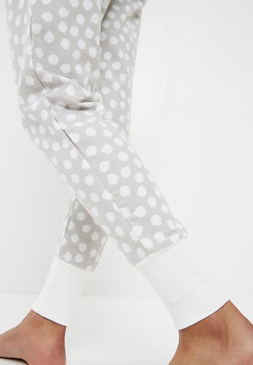 Cotton On - Cuffed flannel pant - grey & white