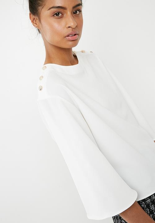 Superbalist - Cropped button detail blouse - white