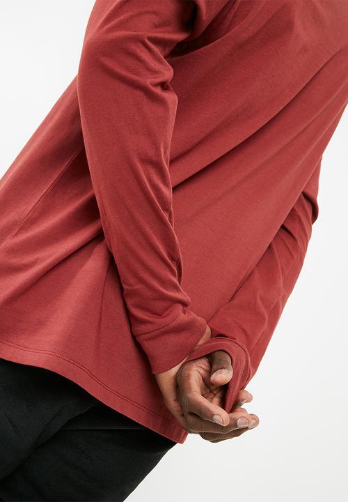 basicthread - Printed oversized long sleeve tee - red
