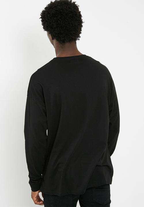 basicthread - Printed oversized long sleeve tee - black 