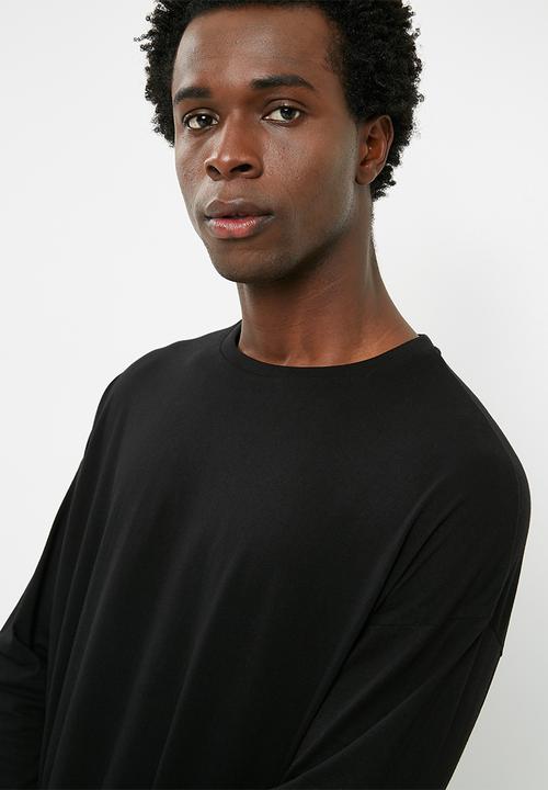 basicthread - Printed oversized long sleeve tee - black 
