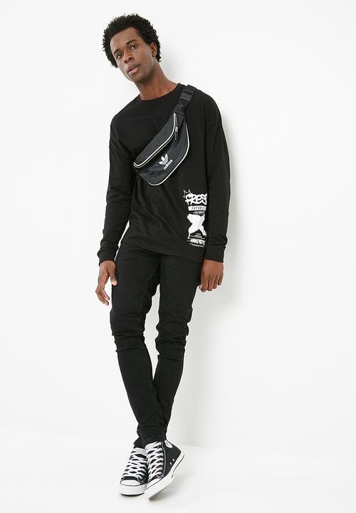basicthread - Printed oversized long sleeve tee - black 