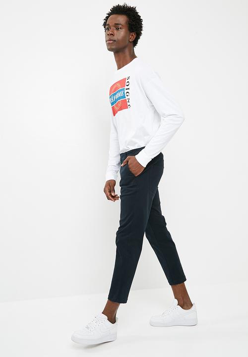 basicthread - Printed oversized long sleeve tee - white