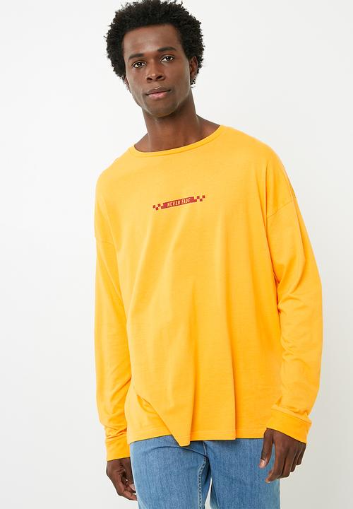 basicthread - Printed oversized long sleeve tee - yellow