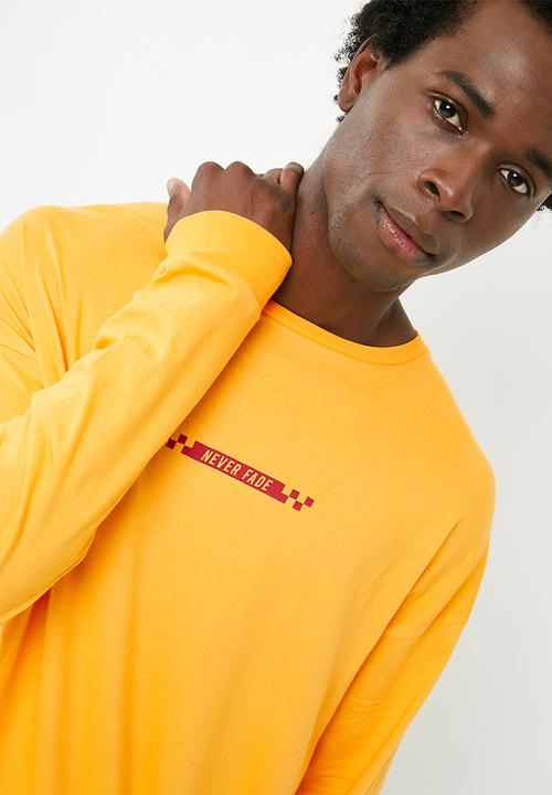 basicthread - Printed oversized long sleeve tee - yellow
