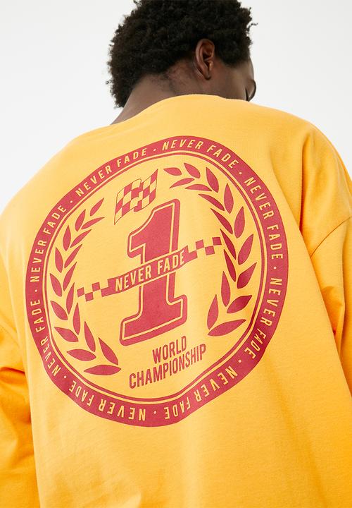basicthread - Printed oversized long sleeve tee - yellow