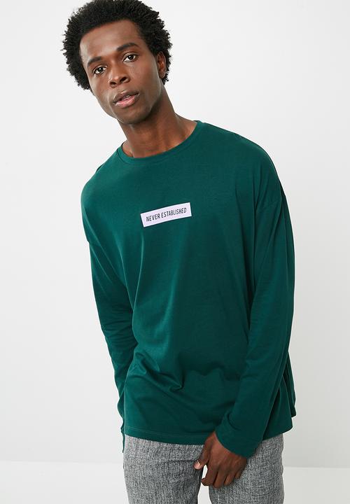 basicthread - Printed oversized long sleeve tee - green 