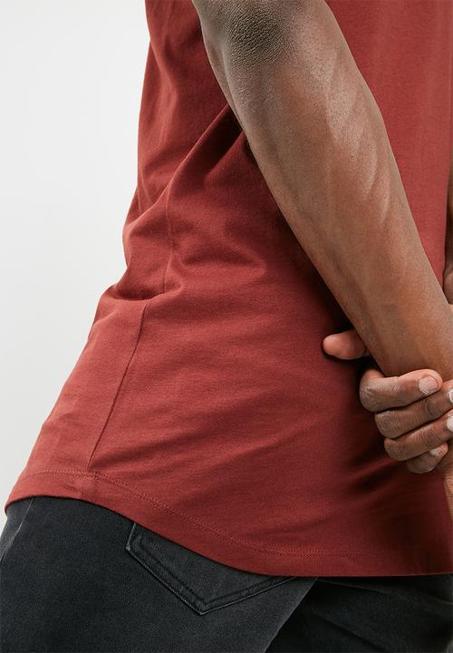 Superbalist - Curved hem longline tee - maroon