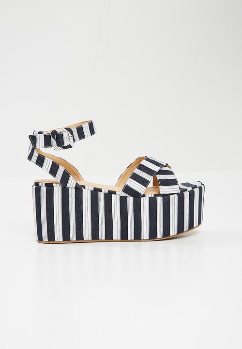 Superbalist - Stripe flatform sandal - navy & white