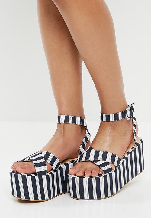 Superbalist - Stripe flatform sandal - navy & white