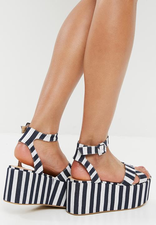 Superbalist - Stripe flatform sandal - navy & white