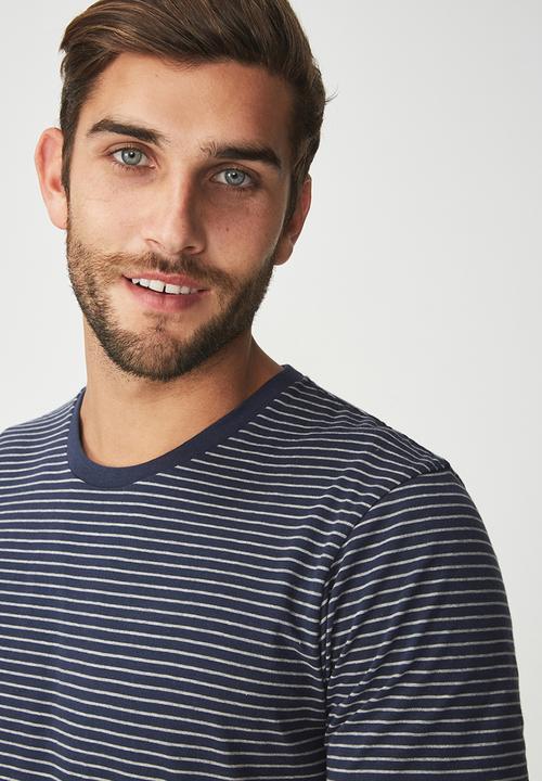 Cotton On - Tbar premium crew tee - navy & grey 