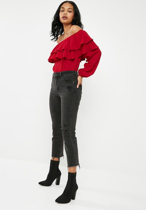 Superbalist - Frilled off the shoulder blouse - red 