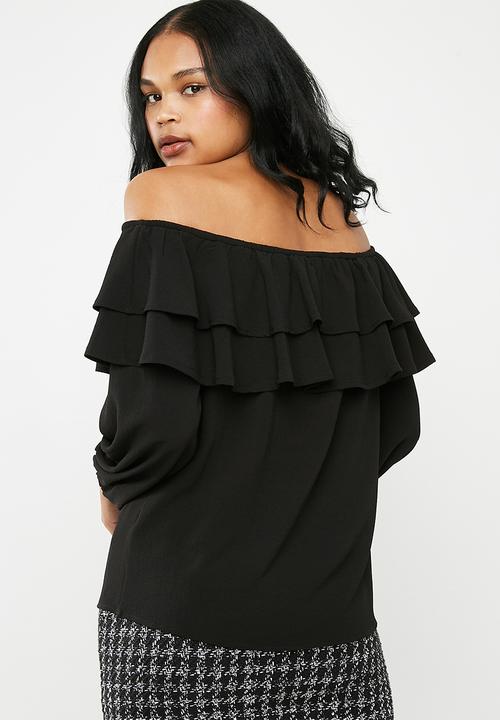 Superbalist - Frilled off the shoulder blouse - black 
