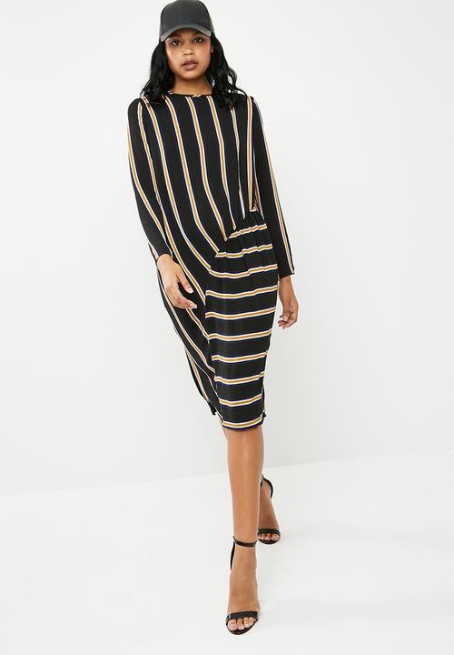 Superbalist - Stripe midi dress with gather detail - multi