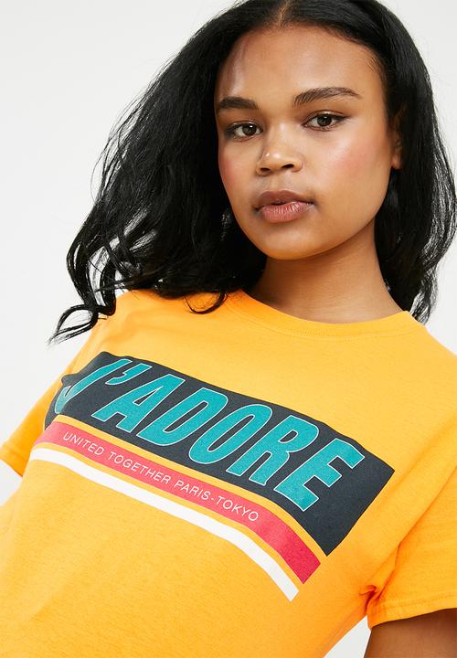 Missguided - J'adore slogan graphic T-shirt - orange 