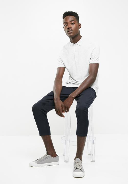 New Look - Slim fit textured polo short sleeve - grey