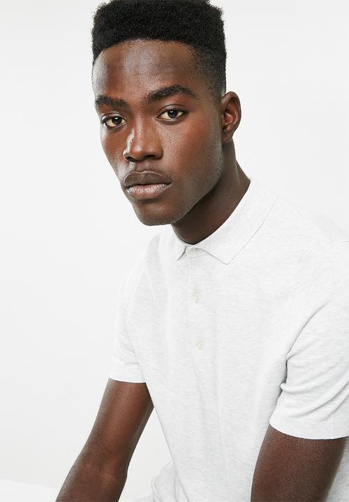 New Look - Slim fit textured polo short sleeve - grey