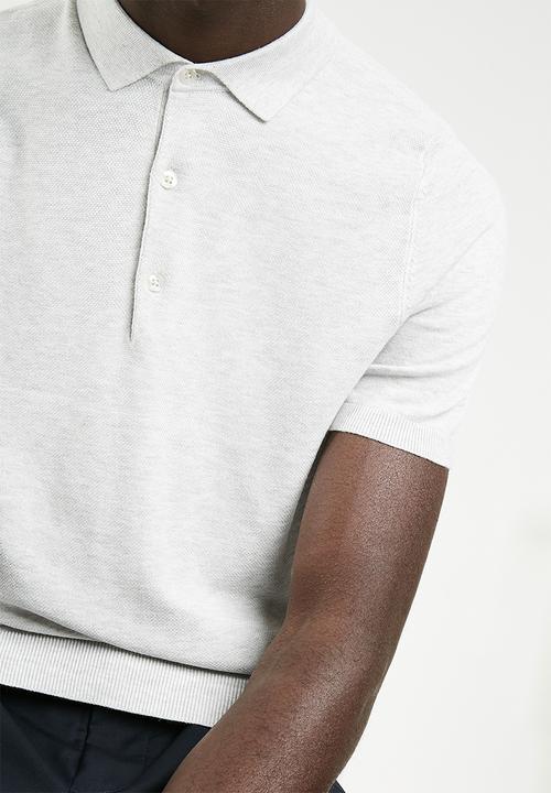 New Look - Slim fit textured polo short sleeve - grey