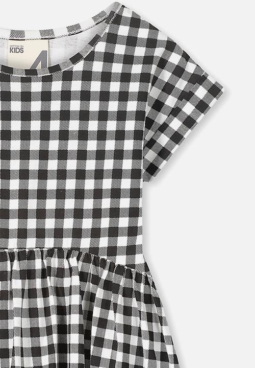 Cotton On - Nicola shorts sleeve dress - black & white