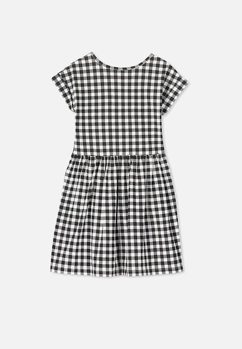 Cotton On - Nicola shorts sleeve dress - black & white