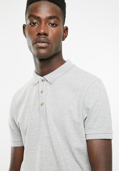 Superbalist - Pique short sleeve slim fit polo - grey 