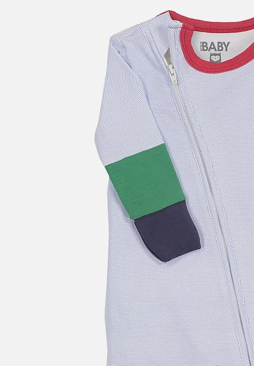 Cotton On - Mini zip through romper - blue & green