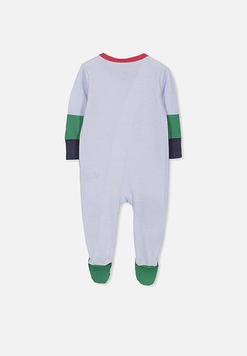 Cotton On - Mini zip through romper - blue & green