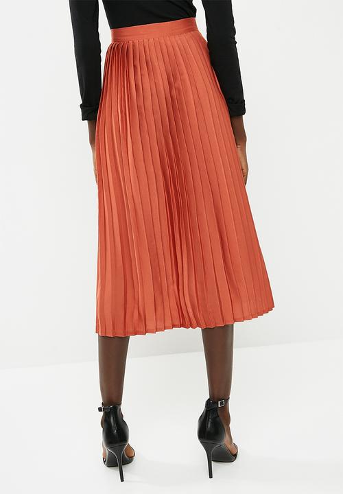 dailyfriday - Knife pleat midi skirt - orange 