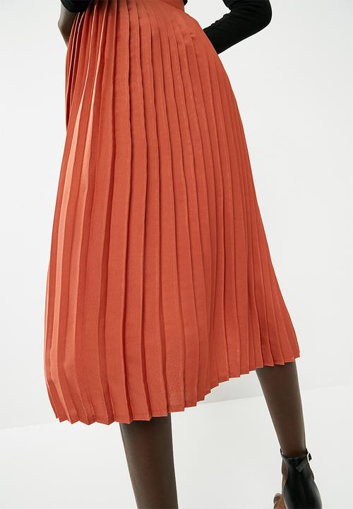 dailyfriday - Knife pleat midi skirt - orange 