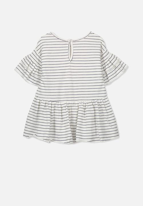 Cotton On - Maddy ruffle dress - white & navy