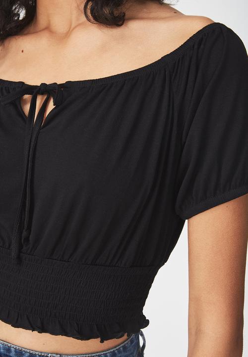 Cotton On - Vicki tie front top - black
