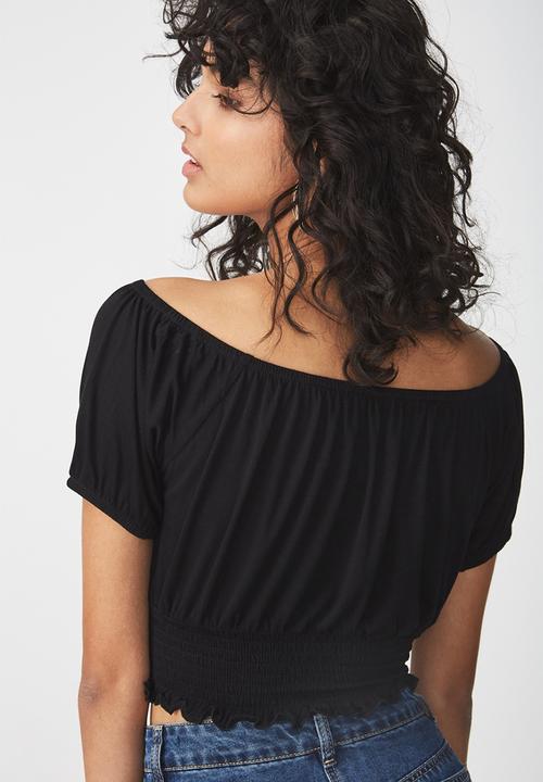 Cotton On - Vicki tie front top - black