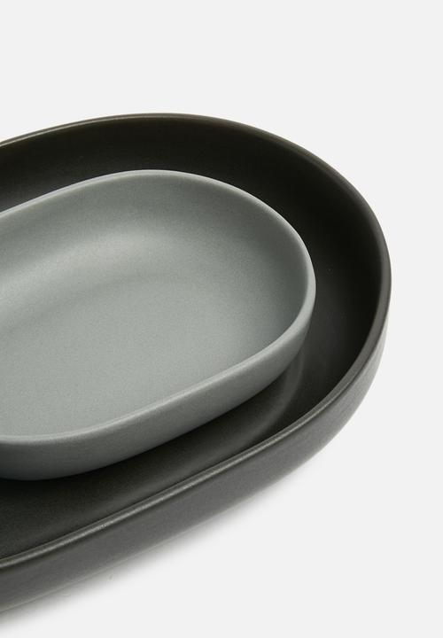 Urchin Art - Tonic platter set - black & grey