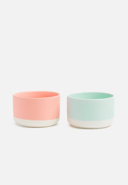 Urchin Art - Soft block dip bowl set of 2 - coral & mint