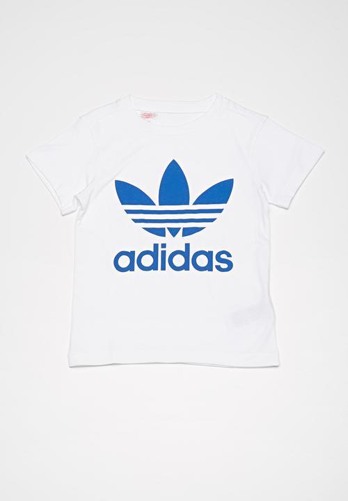 adidas blue trefoil tee